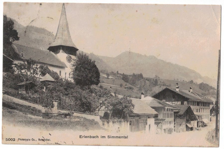 Cartoline postali: Erlenbach im Simmental, gelaufen 1907 – Usato da Frauenfeld venduto da POML