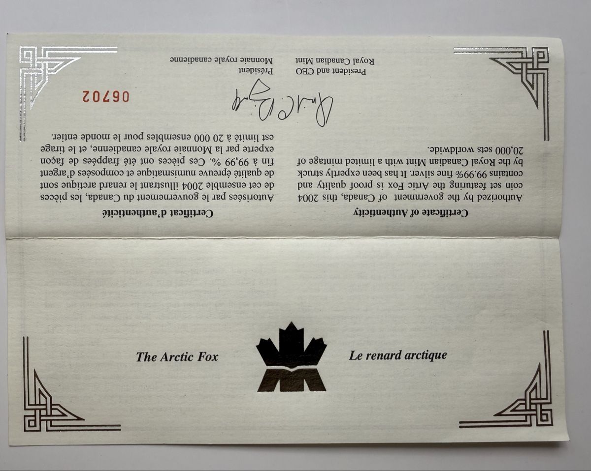 Tutti le monete: 2004 Kanada Arctic Fox Silbermünzen-Set – Usato da Zürich venduto da Circle-9-Coins 5
