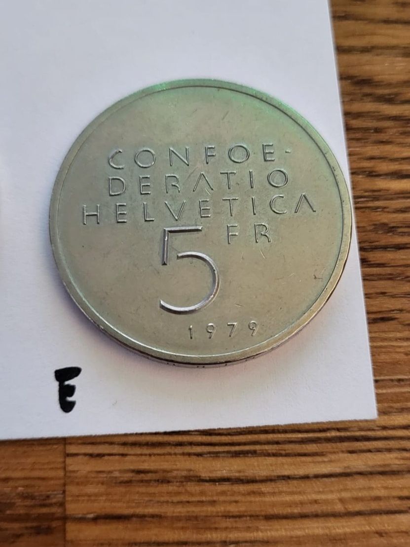 Tutti le monete: 5chf commémorative 1979 - Albert Einstein – Usato da Genève venduto da Naheu