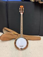 Banjo mit Tasche, Holz, guter Zustand
