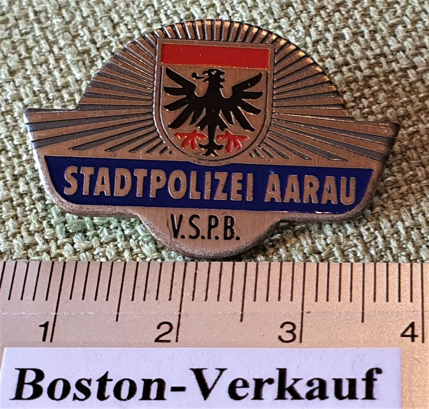 Placchette & Badge: D490 - Pin Stadtpolizei AARAU  V.S.P.B. – Usato da Reinach BL venduto da Boston-Verkauf 1