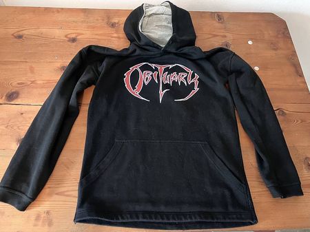 Felpa con cappuccio Obituary nera, taglia S, come nuova