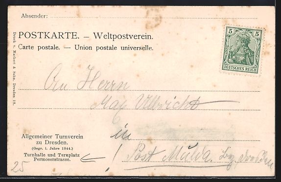 Cartoline postali: Dresden, Allgemeiner Turnverein, Parade- – Usato da Berlin venduto da bartko-reher 1
