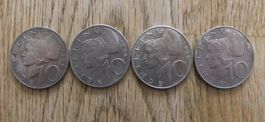 4 x 10 Schilling Oesterreich 1974, 1976, 1981