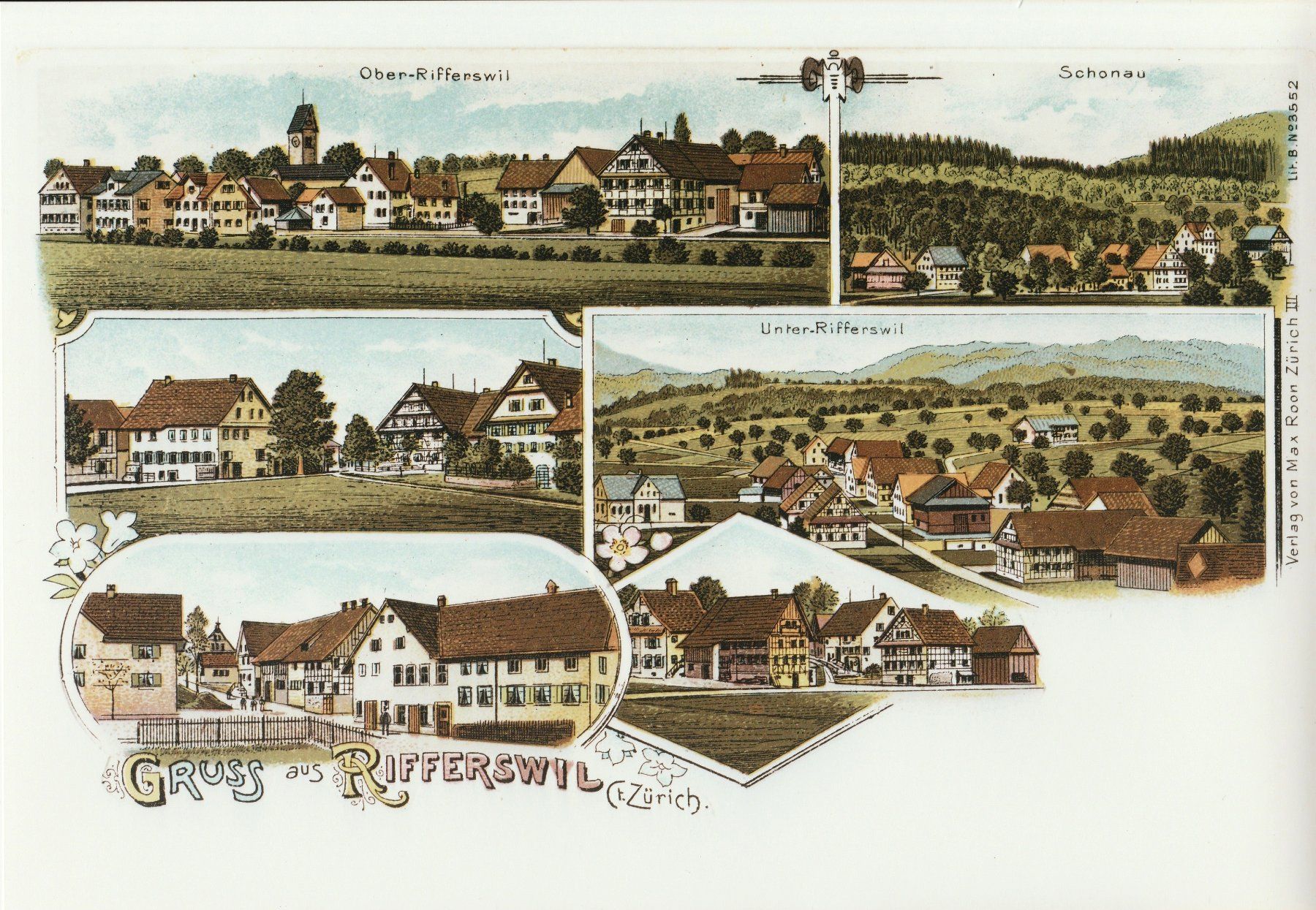 Foto & Immagini: Gruss aus Rifferswil -   ( Litho um 1900 ) – Usato da Fällanden venduto da Blausegelfliege
