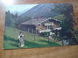 Künstlerkarte Alphütte, gelaufen, farbig