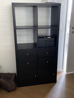 IKEA Kallax Regal schwarz mit Einsätzen und Türen gebraucht