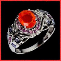 Orange Opal / Rhodolit Garnet / Tanzanit Ringe 925 Silber