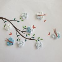 5 Blumen + 3 Schmetterlinge gehäkelt (uncinetto) 734 B