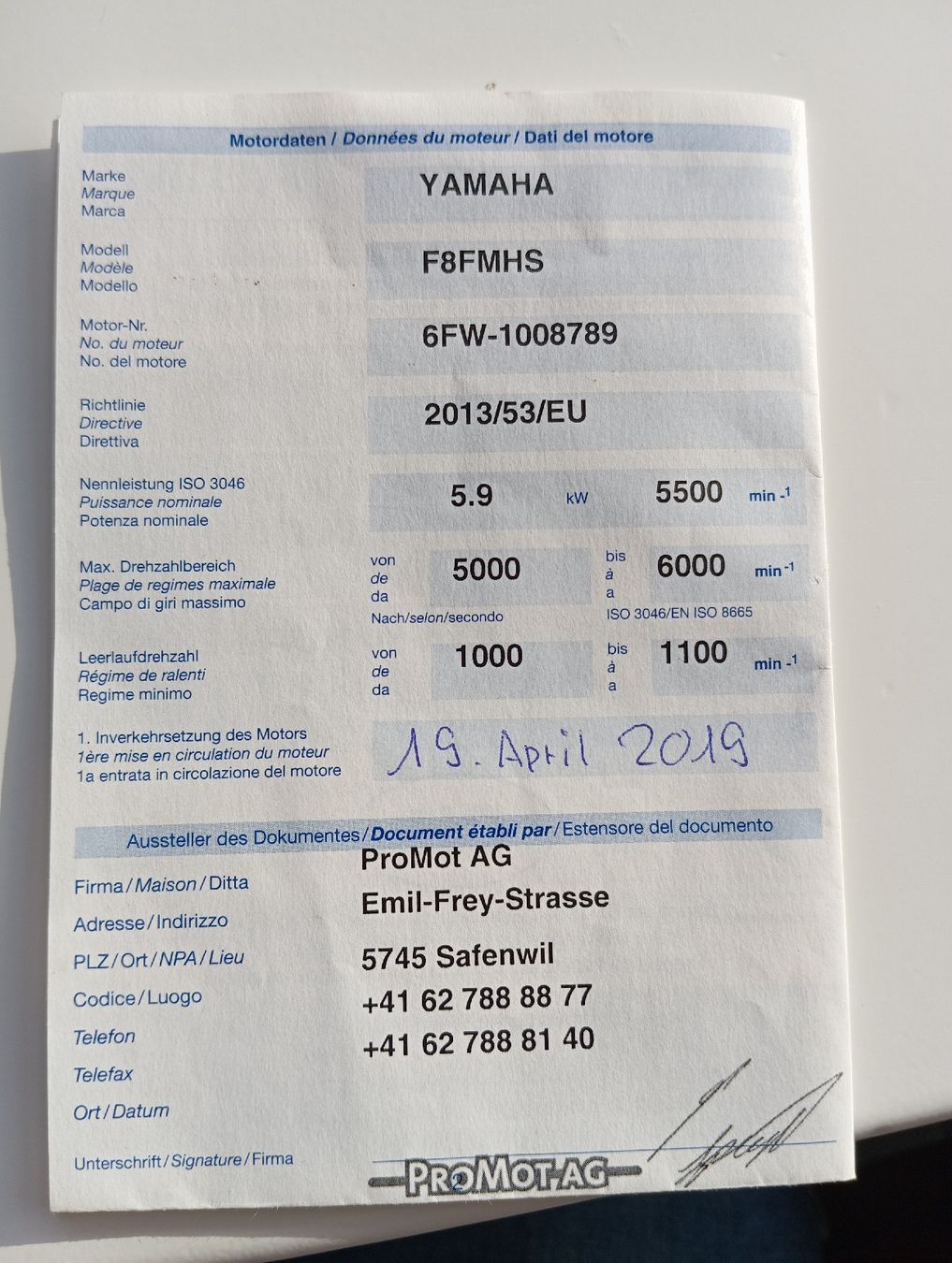 Yamaha Motoren: Yamaha 8 PS Bootsmotor – Gebraucht aus Seedorf UR von  6
