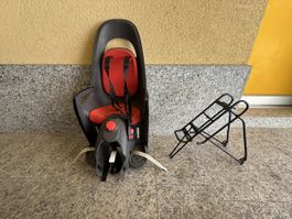 Kinderfahrradsitz mit Gepäckträger schwarz rot gebraucht