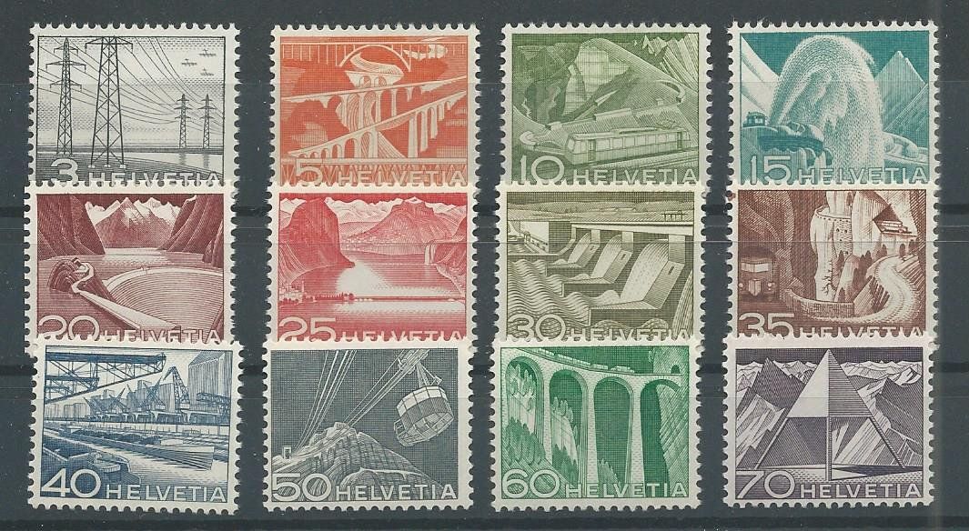 Alle Briefmarken: 1949 Nr. 297-308 Technik und Landschaft ** – Gebraucht aus Basel von Melphi