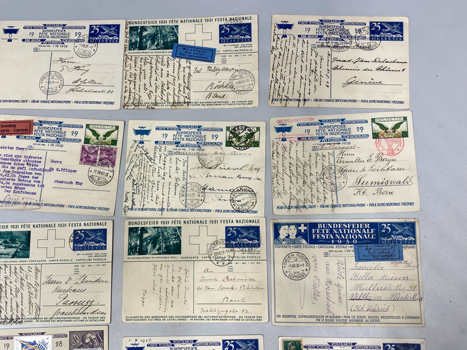 Alle Briefmarken: LOT Flugpost Bundesfeier-Karten /i468 – Gebraucht aus Bern von JMsoehne1987 2