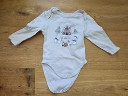 Baby Body C&A, Winter, Grösse 68 beigefarben, Schneemann