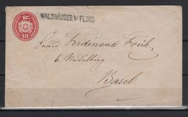 1872 10 Rp. Tübeli - Brief Stabstempel Waldhäusern/Flims
