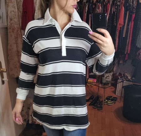 Longshirt gestreift Gr. L schwarz/weiss
