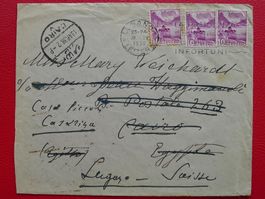1938: Brief von LUGANO mit 3x Nr.203 mit DESTINATION ÄGYPTEN