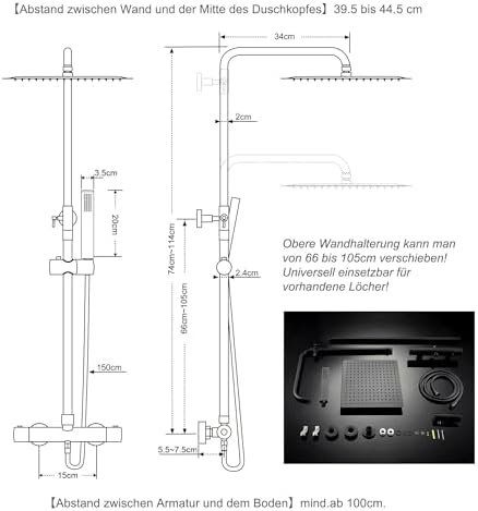 Douches: Thermostat Duschsystem Edelstahl Regendu Regendusche matt – Neuf avec emballage d'origine à Hundwil par pak_7zvn 2