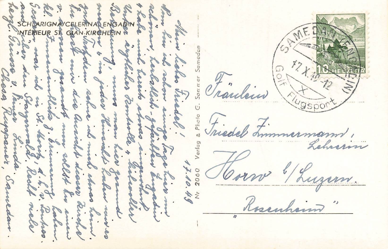Cartoline postali: Scharigna celerina engadin – Usato da Biasca venduto da Blenio71 1