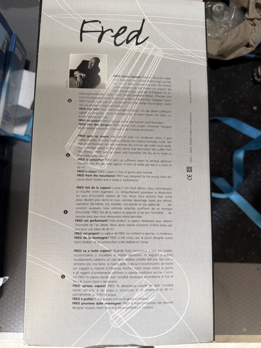 Stadler Form Umidificatori d'aria: Fred Luftbefeuchter neu und originalverpackt – Nuovo e nell'imballaggio originale da Muhen venduto da Thepacemaker 1