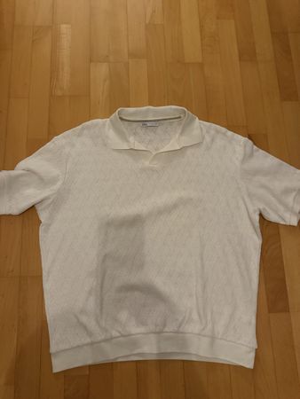 Zara Polo Shirt weiss strukturiert Grösse L guter Zustand