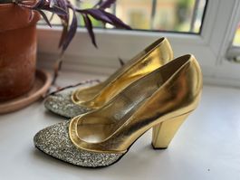 Gardenia Copenhagen Pumps, Gold Glitzer, High Heels, Gr. 41