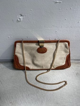 80s Vintage Leinen Clutch