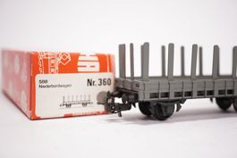 1å HAG 360 SBB Niederbordwagen mit Rungen grau