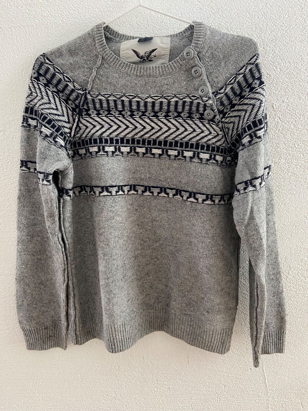 Maglioni & Felpe: French Connection - Grauer Wollpullover mit Muster (Gr. S) – Usato da Thalwil venduto da Luninul