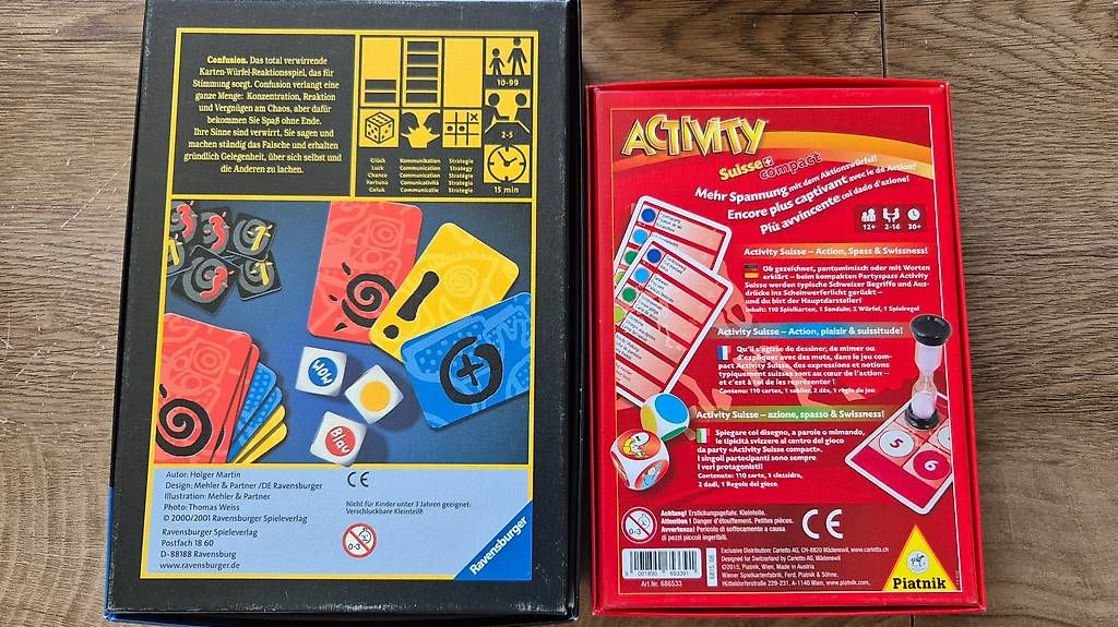 Giochi: 5 Spiele, UNO, Rummikub, confusion, ReAction, Activity – Usato da Adelboden venduto da afkcamper 2