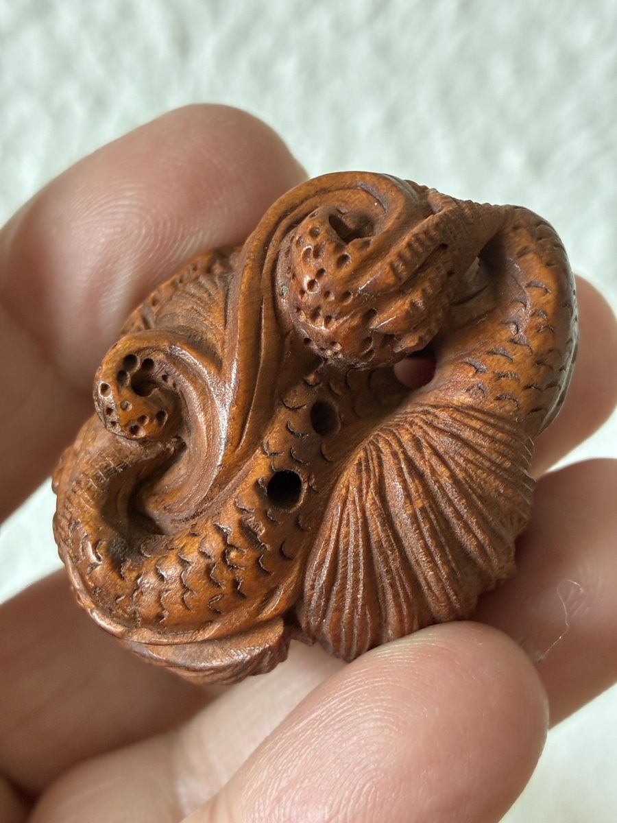 Statuette: Japon netsuke objet traditionnel en bois de buis – Usato da St-Aubin-Sauges venduto da asianart 4