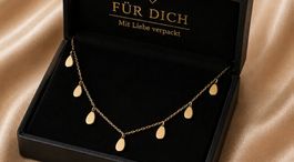 Armband Fantasiekette Anhänger Tropfen 375 Gelbgold 19cm