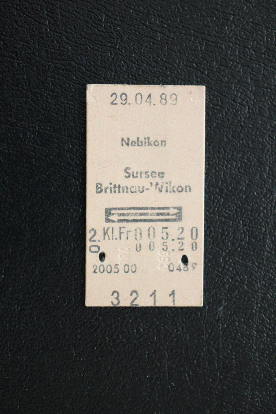 Biglietti: SBB - Billett -  Nebikon - Brittnau - Wikon 1989 – Usato da Wiedlisbach venduto da han_n6ff