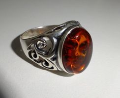ECHT! * Bernstein RING 925 Silber
