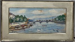 HANS SOPPERA ORIGINAL 0EL AUF PLATTE SIGNIERT MIT RAHMEN