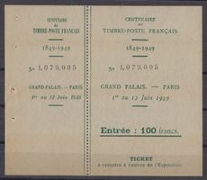 FRANKREICH 1949: Eintrittskarte Ausstellung *