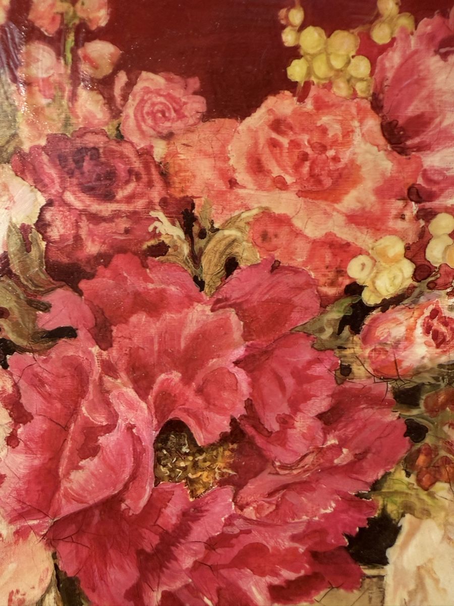Dipinti: Tableau vintage fleuri, signé Kathryn White – Usato da Lausanne venduto da artnouveau04 2