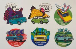 6 autocollants - Fiat 126, 127, 128 & 131