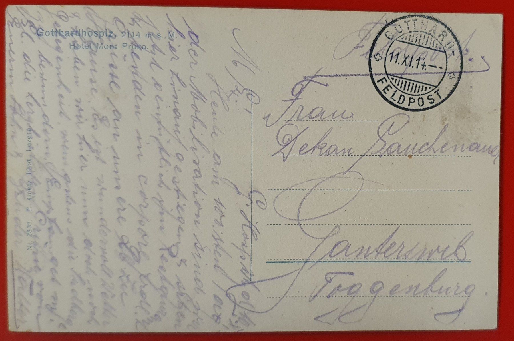 Cartoline postali: Gotthardhospiz 1914 - mit Feldpoststempel – Usato da Kreuzlingen venduto da Rschweiz1 1