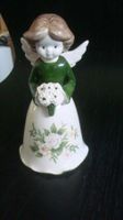 Porzellan Tischglocke Engel mit Blumenstrauss 12 x 6,5 cm