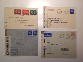 timbre lettre - Royaume-uni - Zurich WW2 - Censure militaire