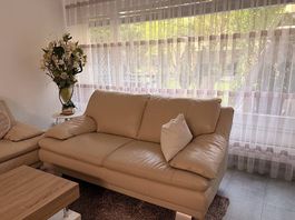 Beige Ledersofas - 2 Stück
