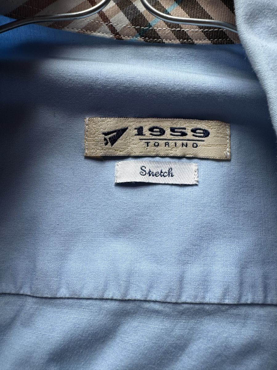 Camicie: HEMD 1959 TORINO STRETCH HELLBLAU GRösSE XL MIT CHECK-MUSTER – Usato da Schaffhausen venduto da vasco016 1