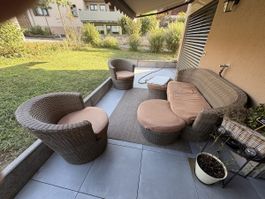 Gartenlounge Set Polyrattan 5-teilig beige