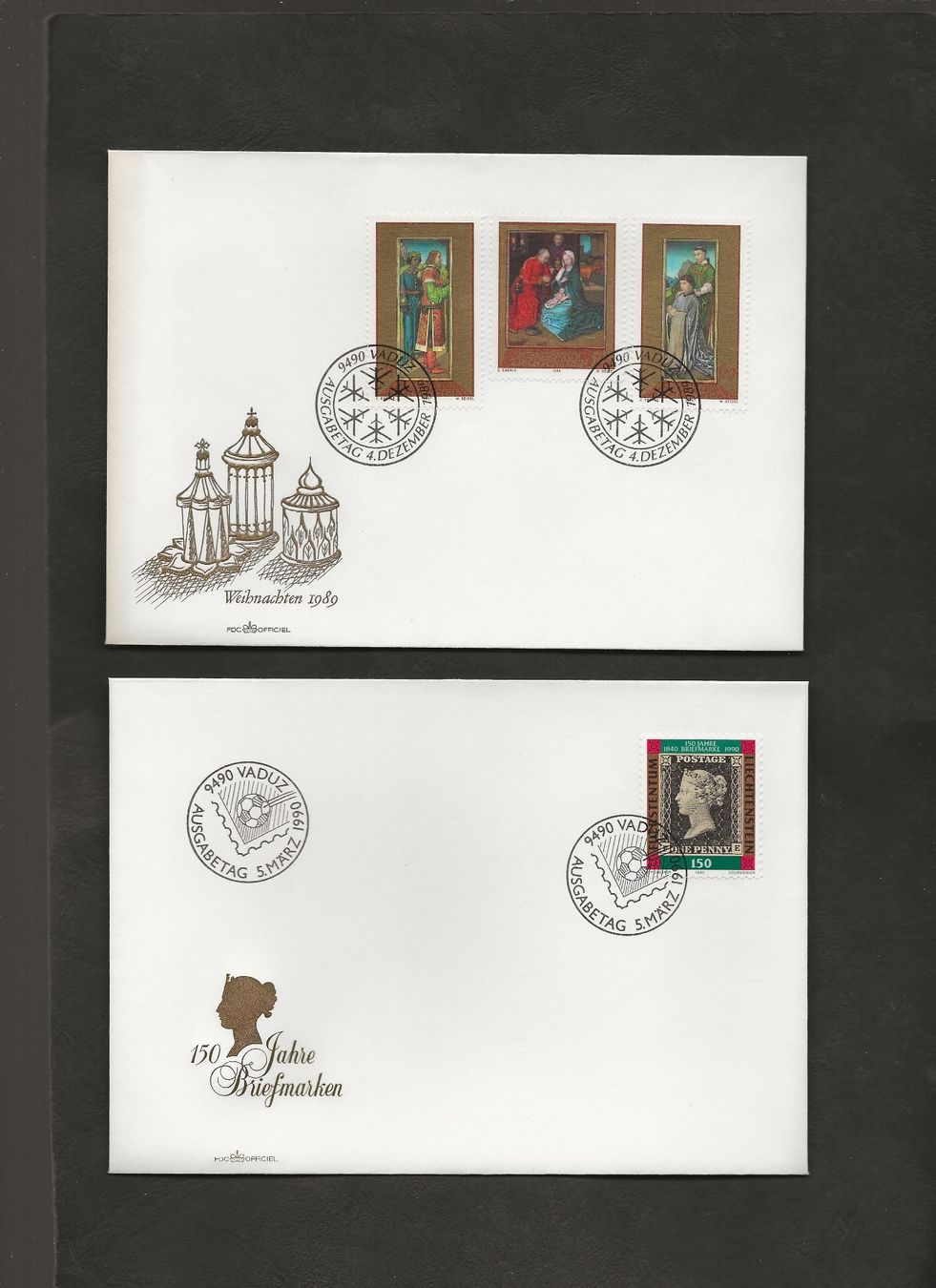 Tutti i francobolli: 16 FDC Liechtenstein 1989 bis 1991 – Usato da Au ZH venduto da xelagreb01 2