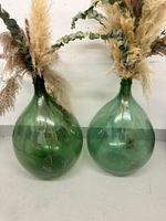 Zweis Glasballons grün gross - Glasflasche Deko