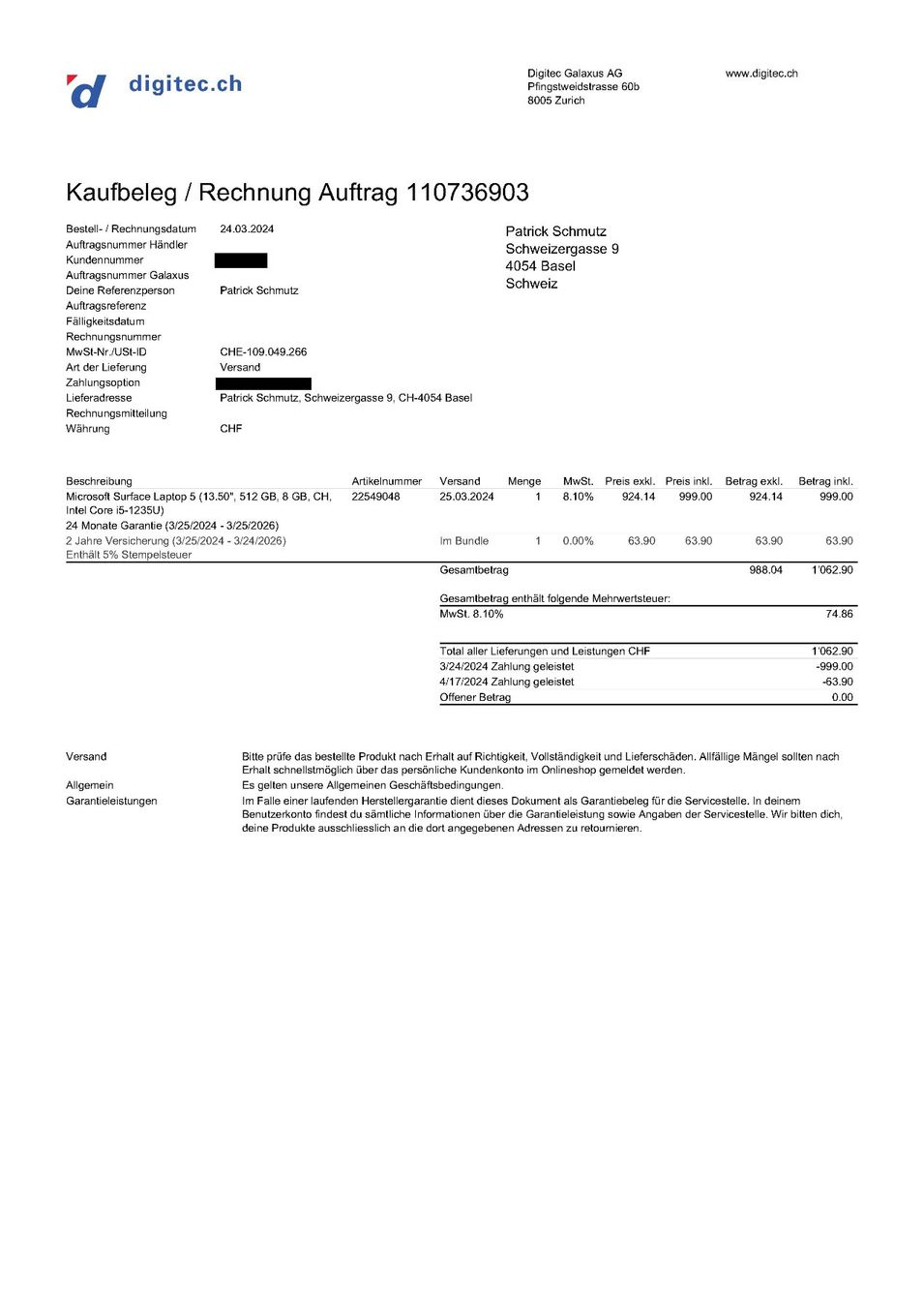 Microsoft Notebooks: Microsoft Surface Laptop 5 - 13.5“ - 512GB – Gebraucht aus Basel von Schmutpa 4
