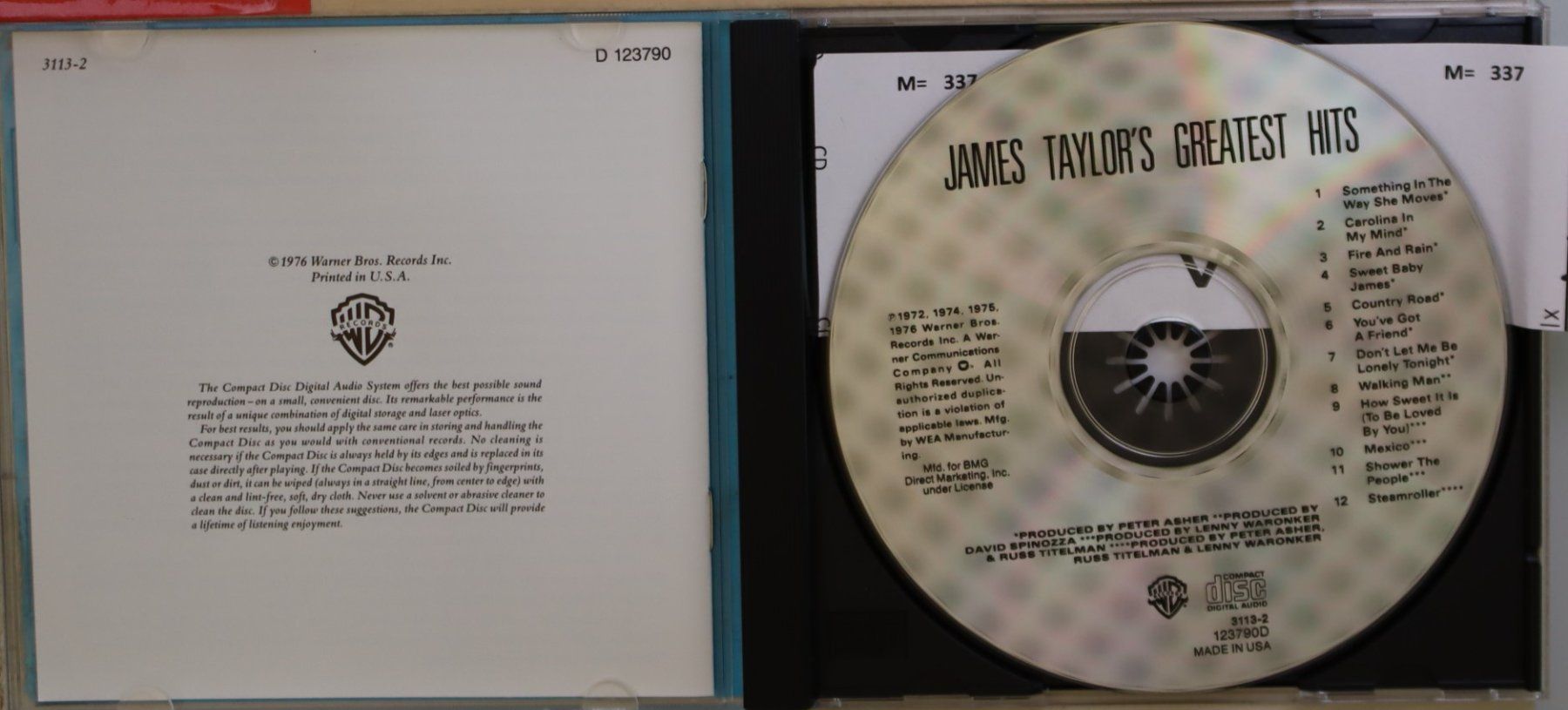 CD: James Taylor`s - Greatest Hits – Usato da Luzern venduto da CONTENTI 1