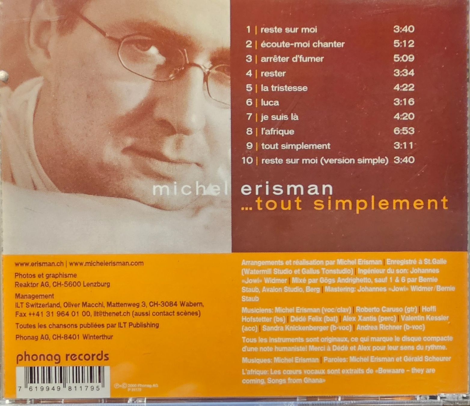 CDs: Michel Erisman ‎– Tout Simplement – Gebraucht aus Wahlen b. Laufen von Cg10 1