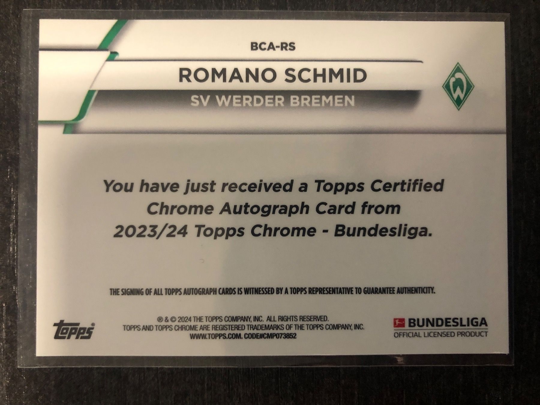 Topps Carte collezionabili: Topps Chrome Romano Schmid Werder Bremen Autogramm – Usato da Wangenried venduto da Garagara 1